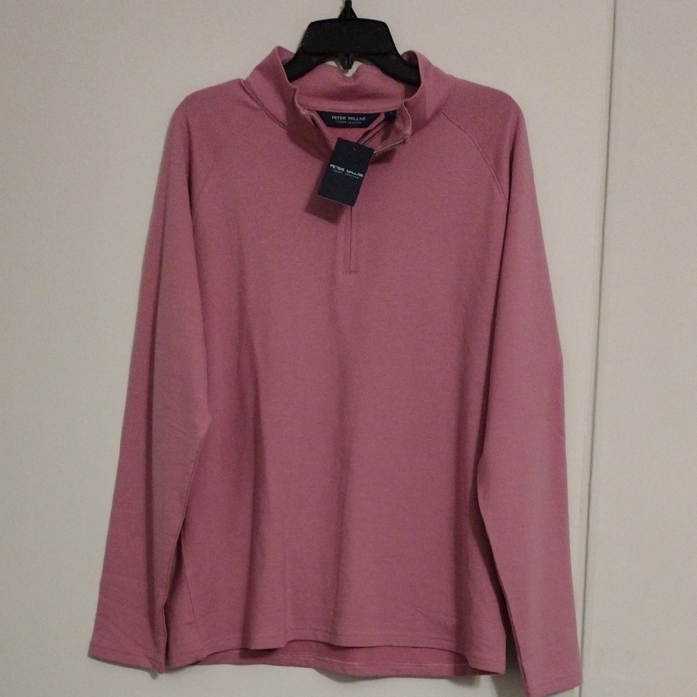 NWT Peter Millar Pink Zip Up Sweater